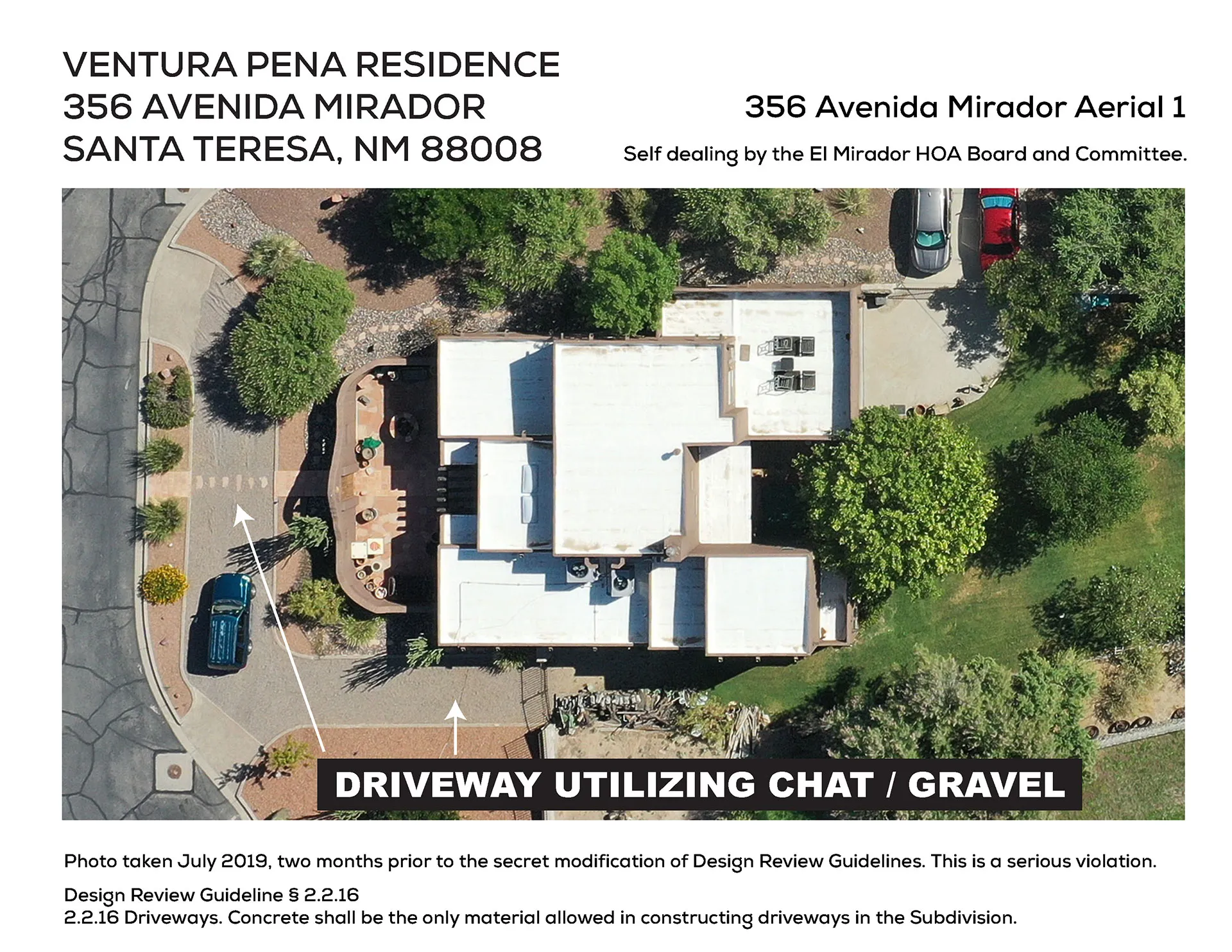 Years-Long Violation of Design Review Guideline § 2.2.16 at 356 Avenida Mirador